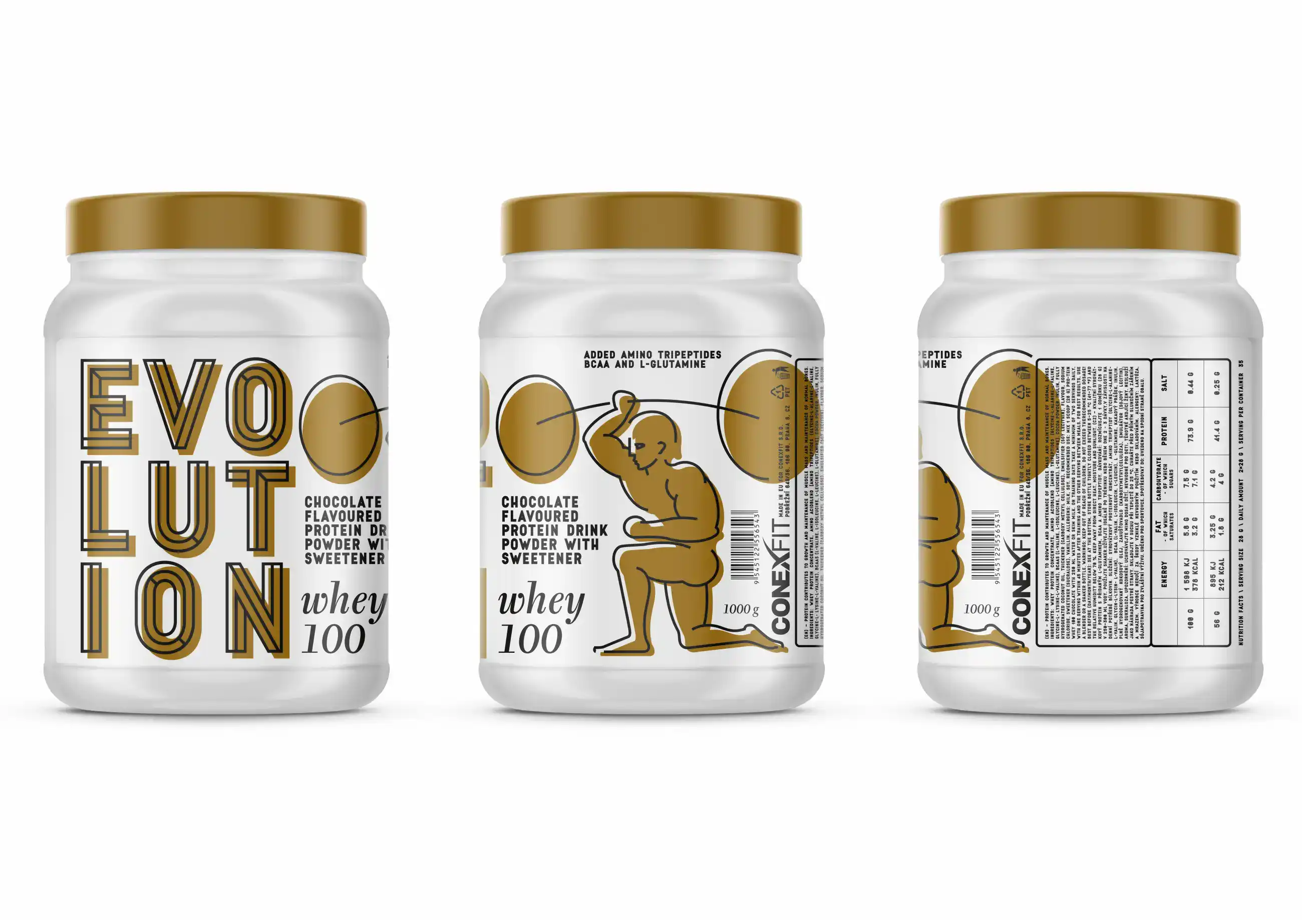 Conexfit Whey Evolution - design etikety proteinových doplňků.