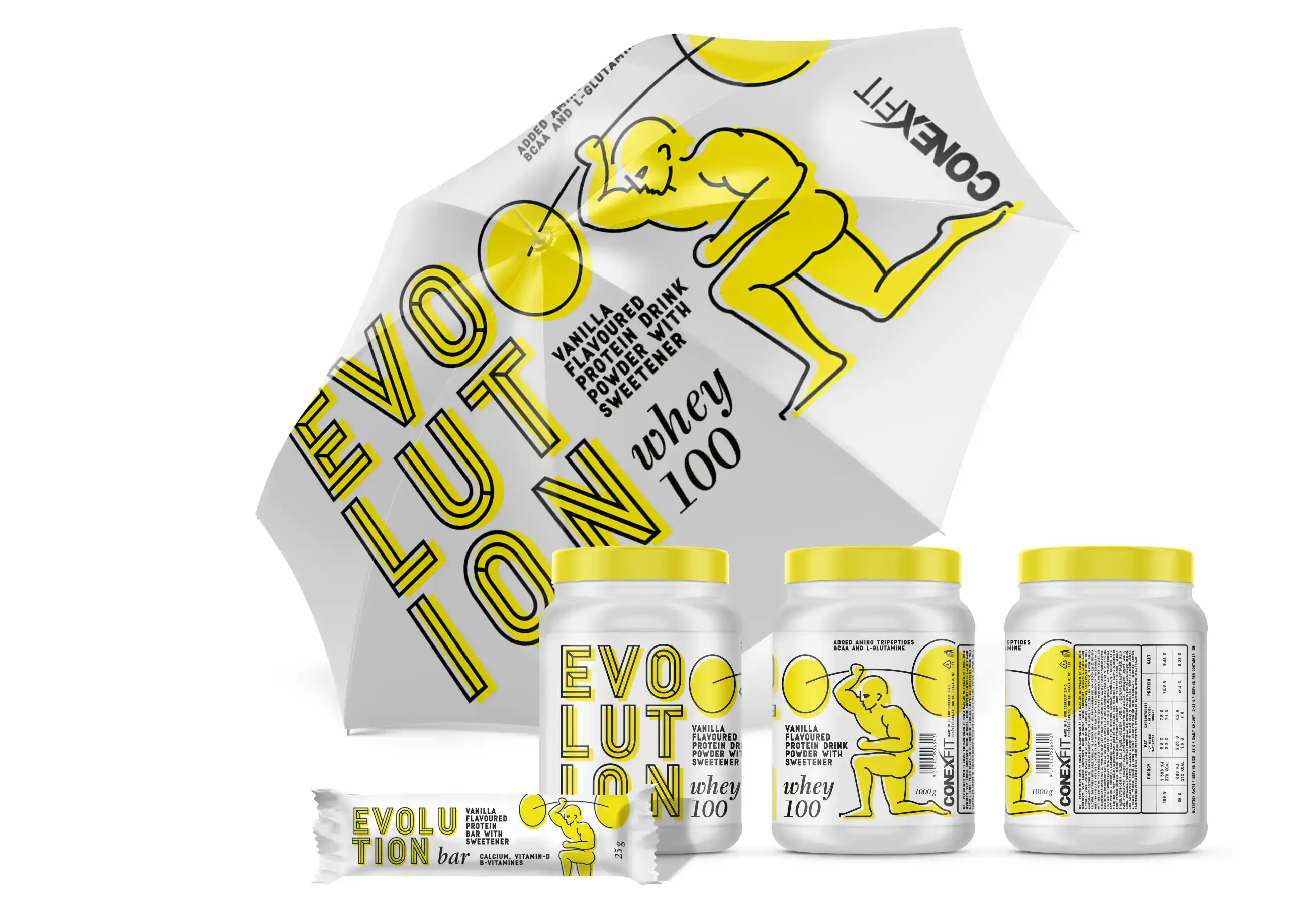 Conexfit Whey Evolution - design etikety proteinových doplňků.