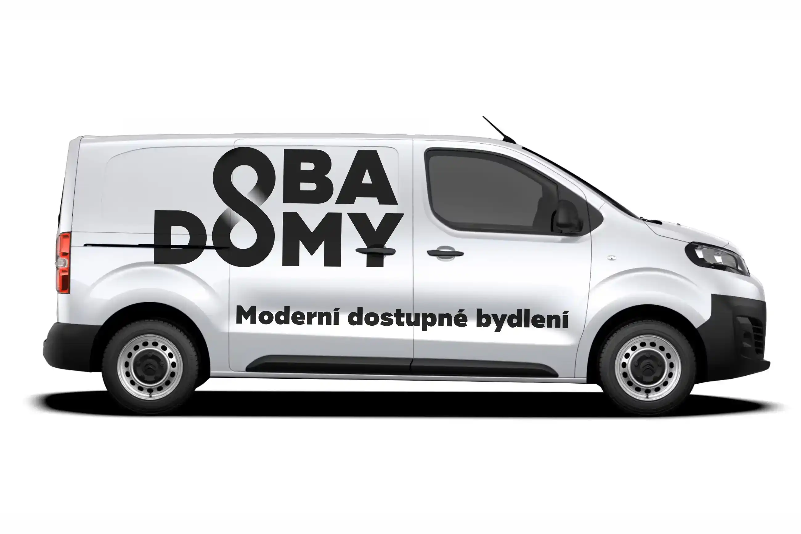 OBA DOMY polep dodávky, vizuální identita.