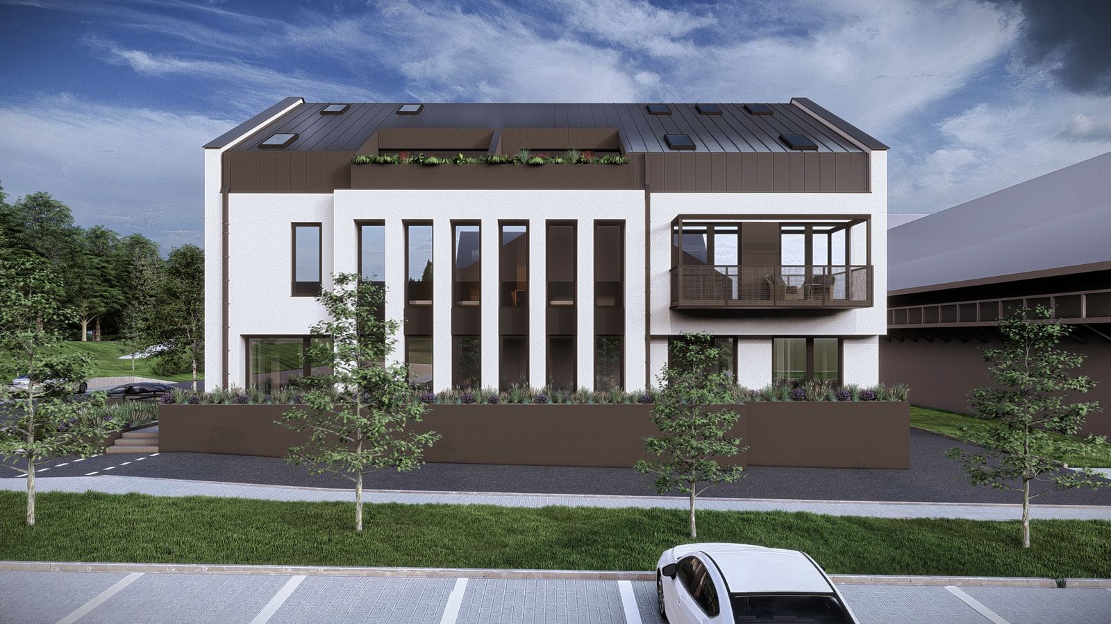 Vizualizace bytového komplexu Valaška - pohled do parku.